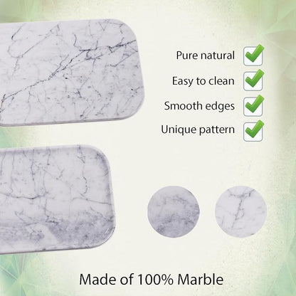 Carrara White Marble Bathroom Vanity Tray | Natural Stone Decorative Organizer - Image 3