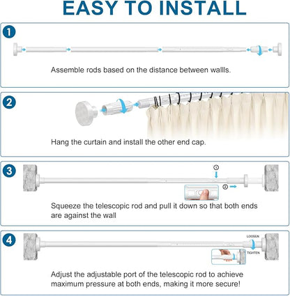 AIZESI 41-144 Inch Heavy Duty White Tension Curtain Rod - Image 8