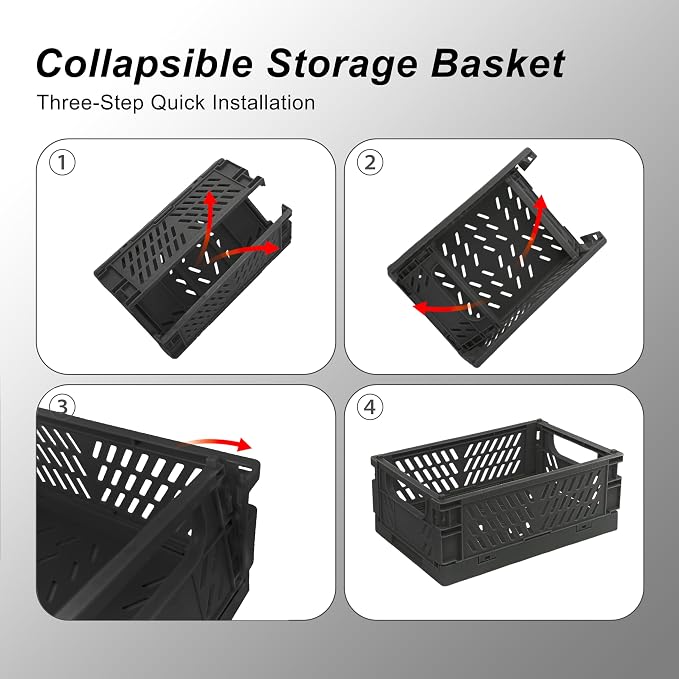 6 Pack Mini Foldable Small Plastic Baskets - Image 4