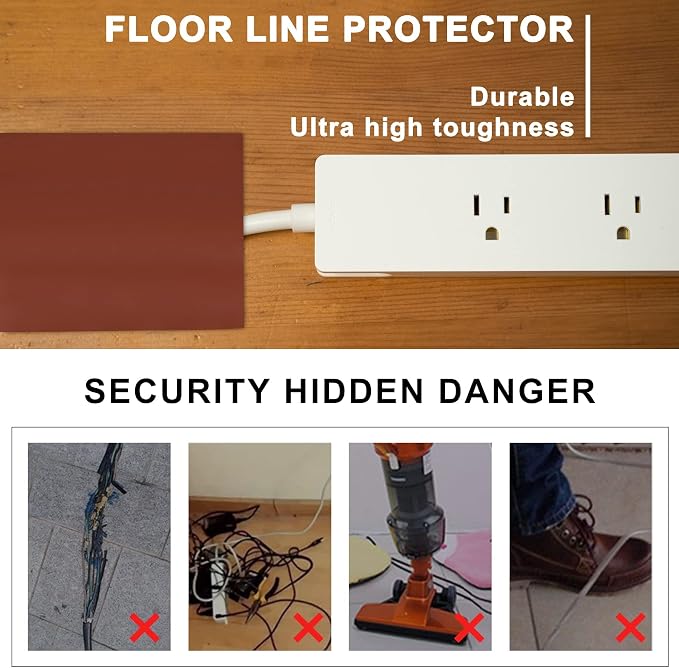 6.5Ft Floor Cord Cover Brown Silicone Cable Protector Easy to Install Wire - Image 5