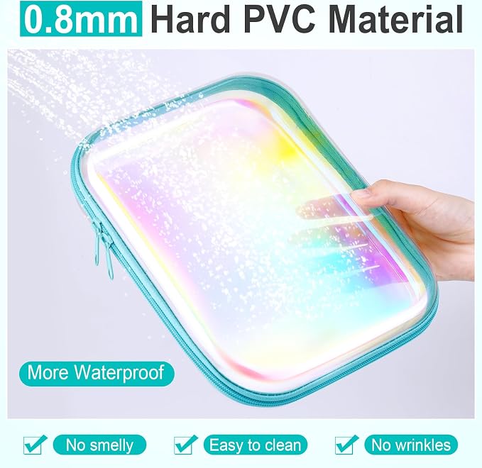 Sanwuta 6 Pcs Clear Hard Zipper Case Hard Plastic Zipper Pouches Transparent - Image 4