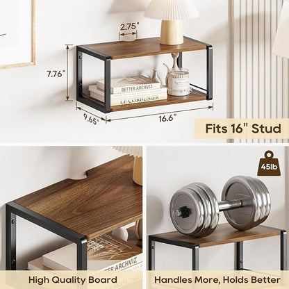 Floating Nightstand, Wood Bedside Shelf Wall Mounted Nightstand - Image 2