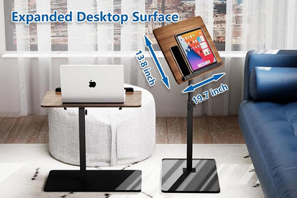C Shaped End Table, Swivel and Turnable Desktop, Foldable Side Table - Image 6