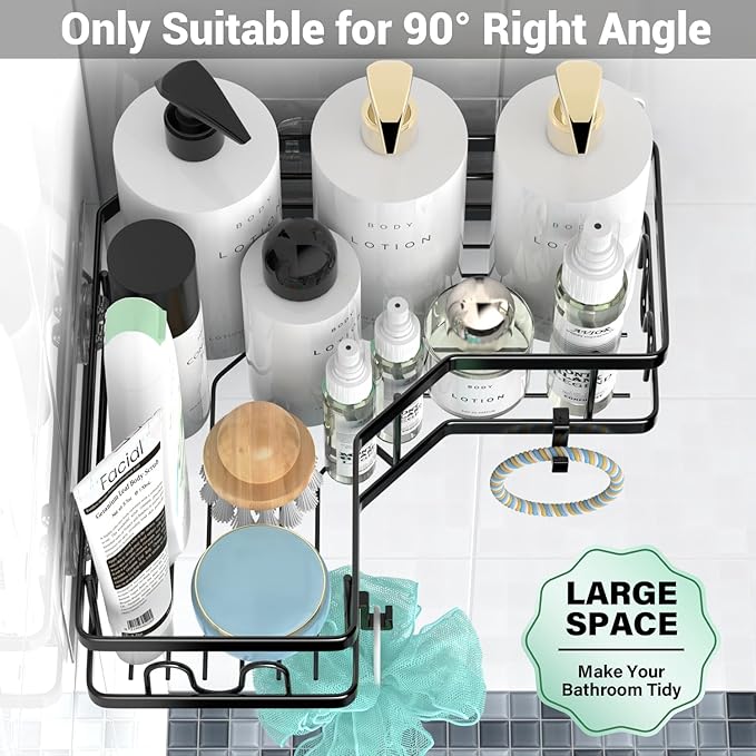 AKTECKE Corner Shower Caddy Bathroom Organizer: Stainless Steel Adhesive Shower - Image 3
