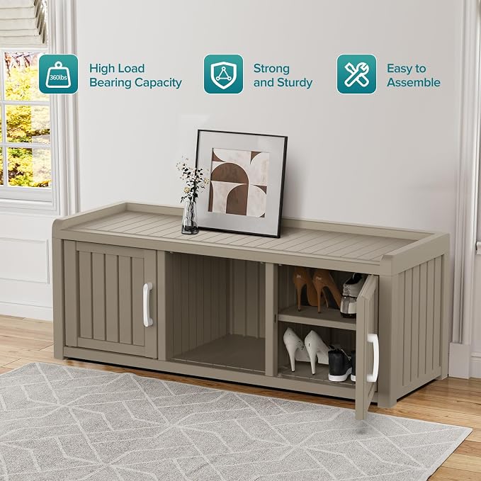 ROJIK Shoe Cabinet Waterproof UV-Resistant, Storage Bench Indoor Outdoor - Image 5