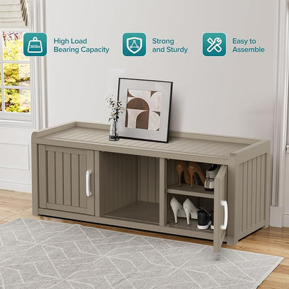 ROJIK Shoe Cabinet Waterproof UV-Resistant, Storage Bench Indoor Outdoor - Image 5