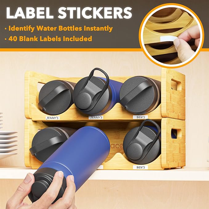 SpaceAid Bamboo Water Bottle Organizer - Image 4