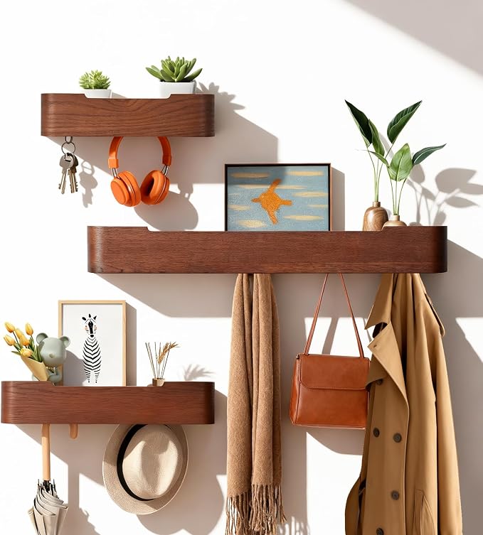 Wall Coat Rack Floating Shelves Modern Coat Rack Wall Mount - Image 3