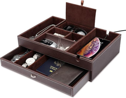 Baoyun Valet Tray for Men, 2 Layers Nightstand Organizers for Men and Women by ByforKitchenHome