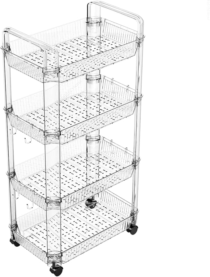 Clear 4 Tier Rolling Utility Cart by Yieach