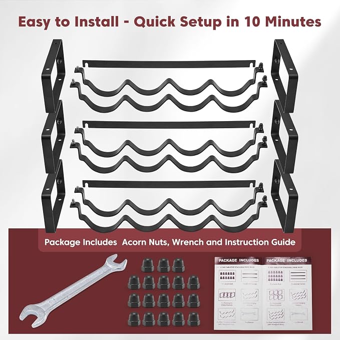 Stackable Wine Rack Countertop, Sturdy Bottle Holder Freestanding - Image 4