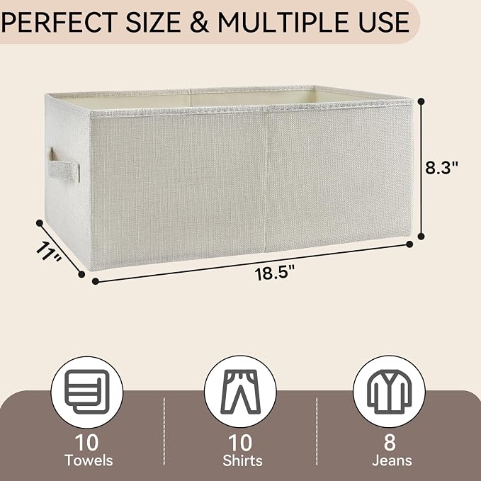 3 Pack Linen Storage Baskets - Image 2