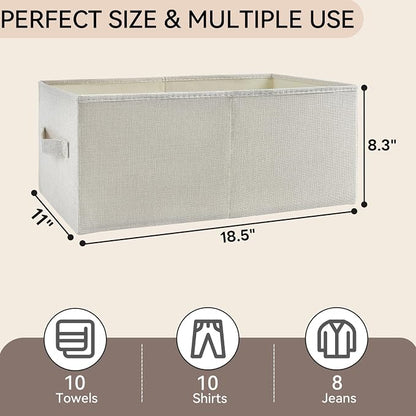 3 Pack Linen Storage Baskets - Image 2