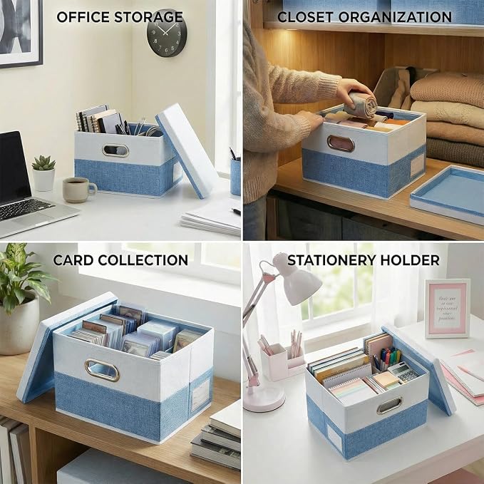 PRANDOM Storage Bins with Lids Linen Fabric Foldable Storage Boxes Organizer - Image 7