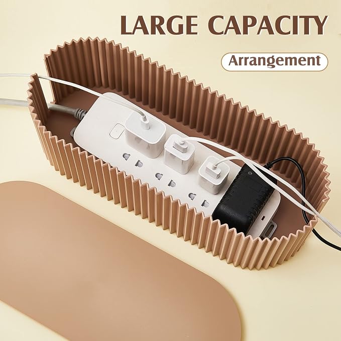Marsui 2 Pcs Light Coffee Cable Management Organizer Box - Image 4