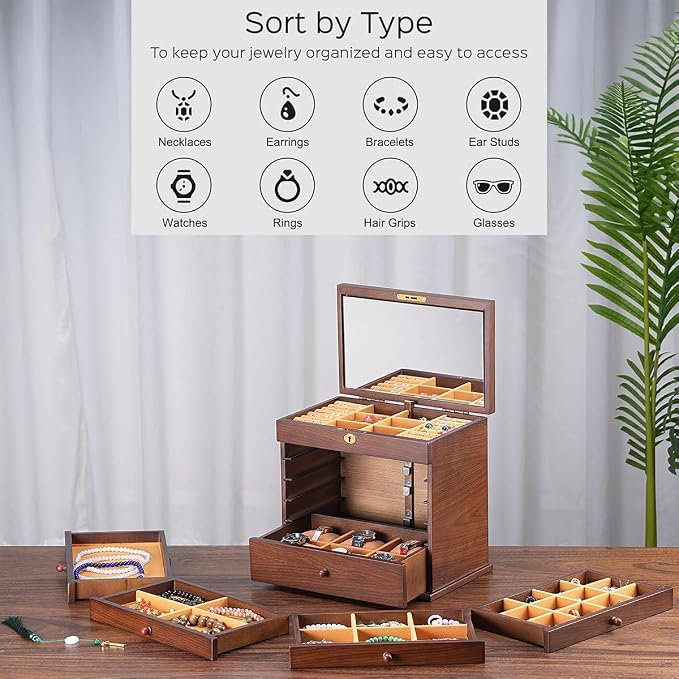 Vintage Rustic Wooden Jewelry Organizer boxes - Image 4