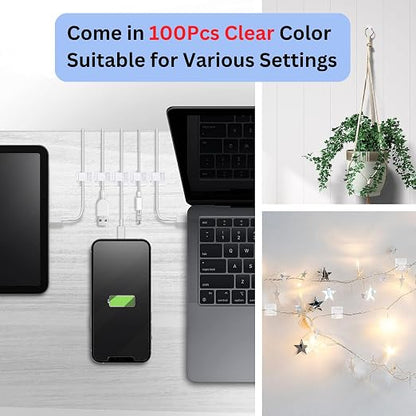 100 PCS 3/4” Adhesive Cable Wire Clips Clear, Cable Staples Outdoor Christmas - Image 6