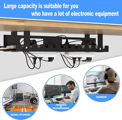 2PACKS Cable Management Under Desk Tray Adjustable Large Under Table Cord Wire - Image 6