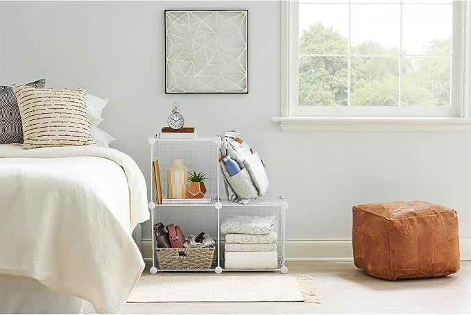 Rubbermaid 3 Piece Storage Wire Stackable Cube Set Easy Assemble White - Image 7