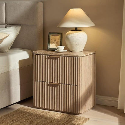 Fluted Nightstand Set of 2, Bedside Table - Image 6