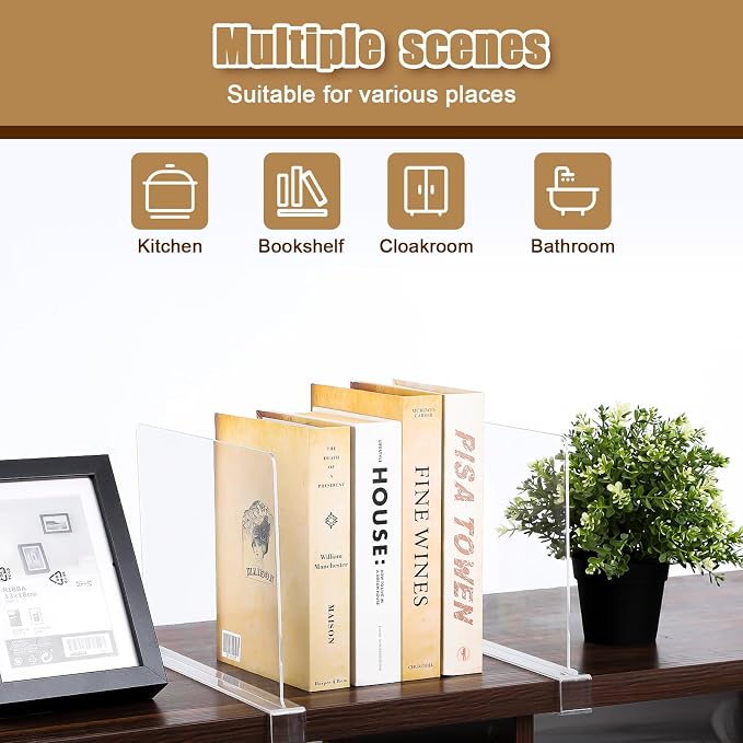 6 Pack Clear Acrylic Shelf Dividers - Image 6