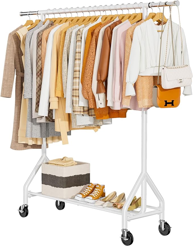 Heavy Duty Clothes Rack Load 450 LBS, Metal Garment Rack, Standing Rolling by HYSEYY