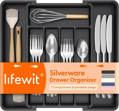 Lifewit Expandable Silverware Organizer, Plastic Utensil Tray by Lifewit