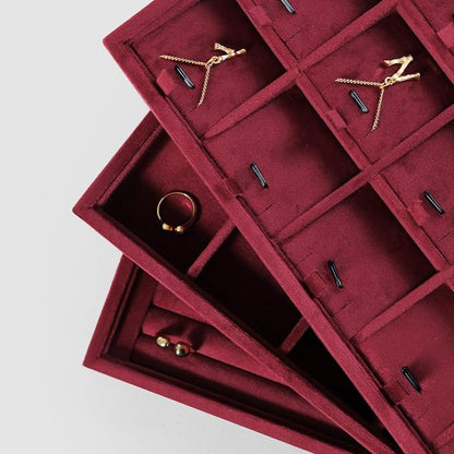 Velvet Necklace Display Tray, Stackable 24 Grid Insert Pendant Necklaces - Image 8