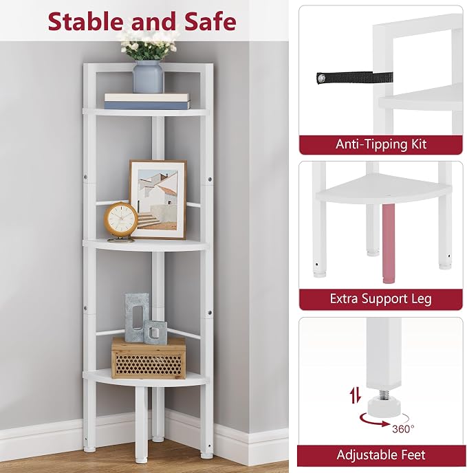 Tajsoon Small Corner Shelf Stand 3 Tier 39.5" - Image 5