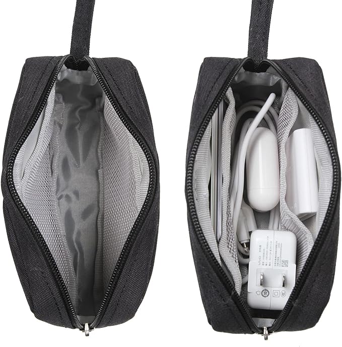 2 Pieces Small Zippered Pouch, Portable Electronics Soft Organizer, Little - Image 3