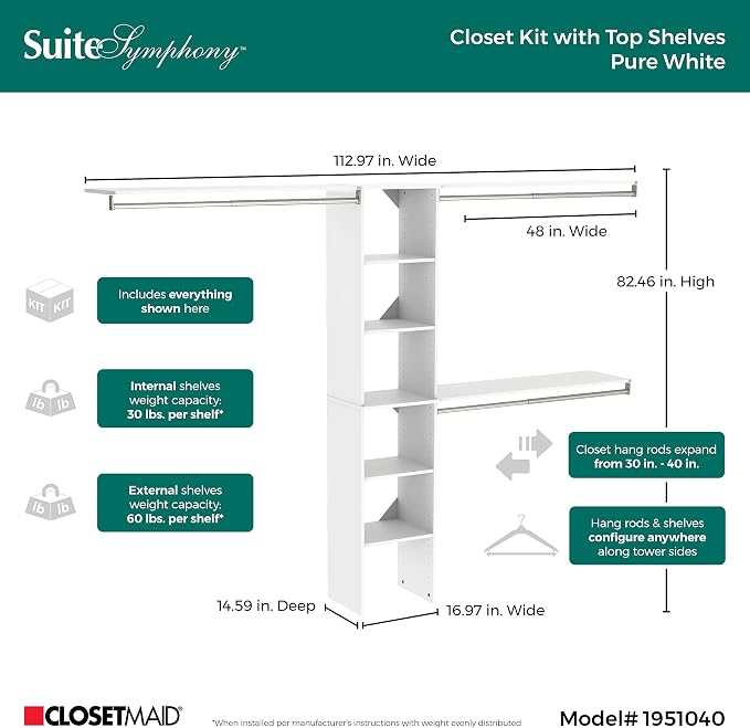 ClosetMaid SuiteSymphony Wood Closet Organizer Kit - Image 4