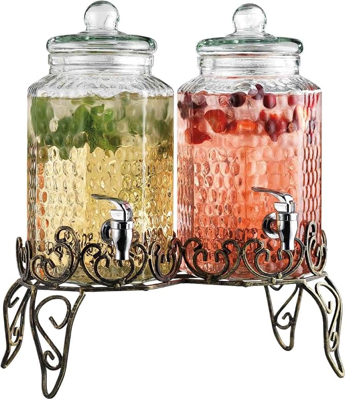 Classic Hammered Glass Beverage Dispenser - Image 5