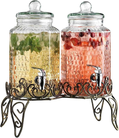 Classic Hammered Glass Beverage Dispenser - Image 5