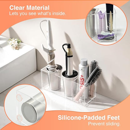 Acrylic Hair Tool Organizer, Curling Iron Holder Countertop, Hair Dryer - Image 3