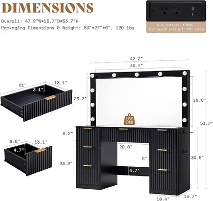 AMERLIFE 47.2" Fluted Vanity Desk - Image 3