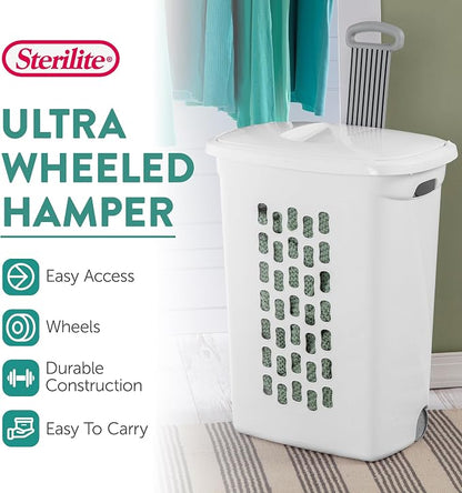 Sterilite 3-Pack Ultra Wheeled Hamper, Laundry Basket w/ Flip-Top Lid & - Image 2