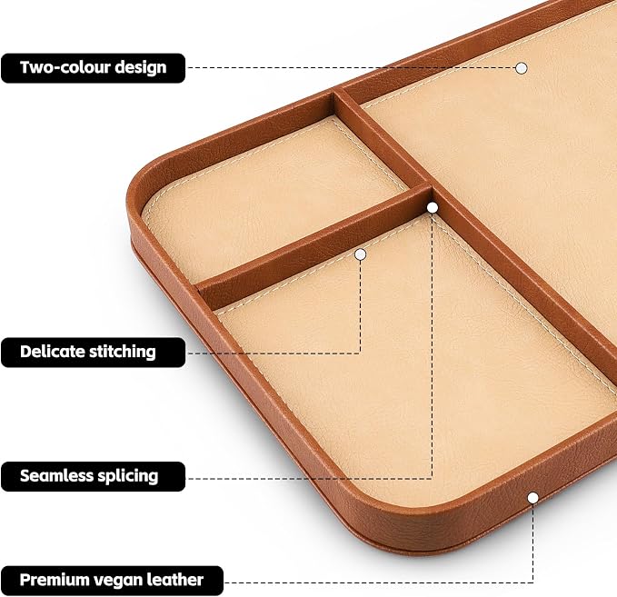 SENEN Leather Tray, Stylish and Organized Multifunctional Tray, - Image 4