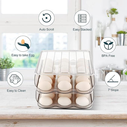 Egg Holder for Fridge, Automatically Rolling Egg Storage Container for - Image 5