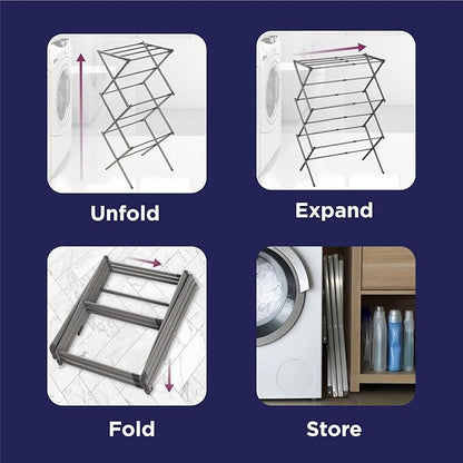 BLACK+DECKER 3 Tier Expandable Collapsing Foldable Laundry Rack - Image 7