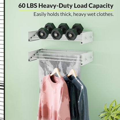 Foldable Wall Mounted Drying Rack, Stainless Steel Expandable Clothes Drying - Image 3