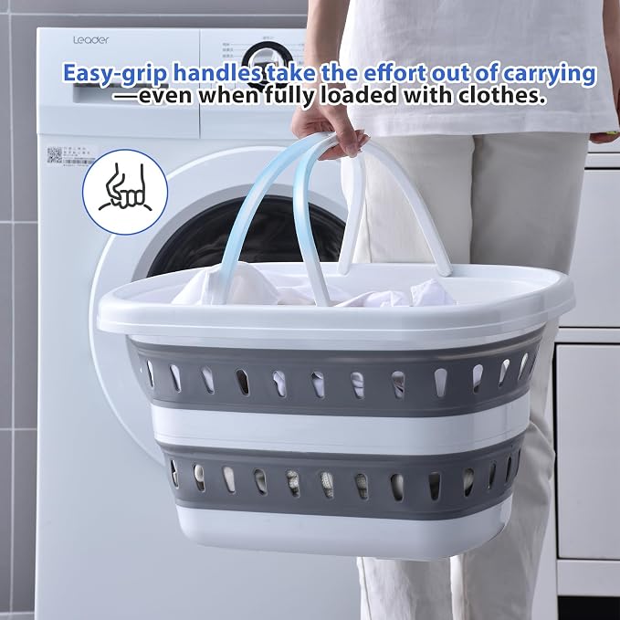Monozuki Collapsible Plastic Laundry Basket 10.6 gallon Eco-recycled material- - Image 5