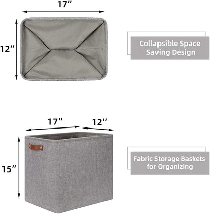 HNZIGE Tall Storage Baskets for Shelves, Rectangular Fabric Organizer - Image 2