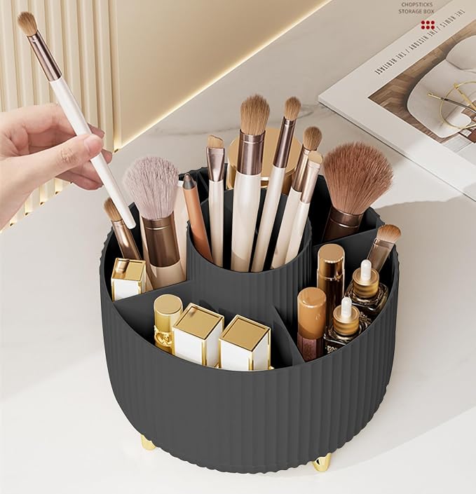 360 Degree Rotating Makeup Brush Holder Organizer Detachable Design 5 Slot Make - Image 6