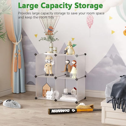 C&AHOME Plastic Cube Storage Organizer, 4-Cube Shelves Units, Portable Closet - Image 2