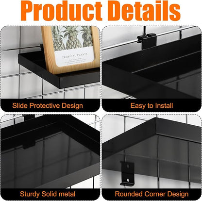Coume 4 Pcs Gridwall Shelf Grid Panel Display Shelf Metal Wire Wall Rack - Image 4
