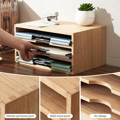 KIRIGEN Wooden Desktop Organizer Paper Storage Letter Tray File Sorter - Image 6