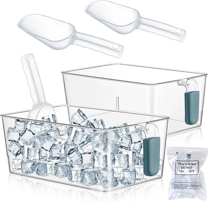 Havawish Ice Storage Bin and Flexible Scoop Set Plastic Freezer Bin by Havawish