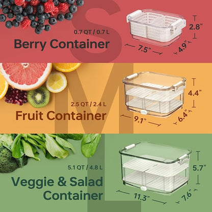 Felli Duo Fresh Produce Saver for Fridge, Fruit Vegetable Container - Image 6