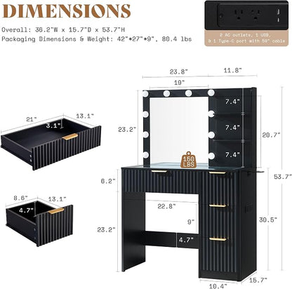 AMERLIFE 36.2" Fluted Vanity Desk - Image 3