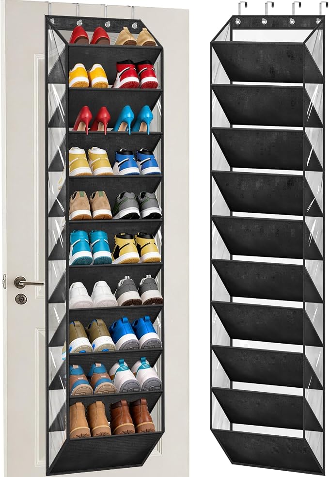 AOODA 10 Tier Clear Over the Door Shoe Organizer Storage, Deep Pockets Large by AOODA